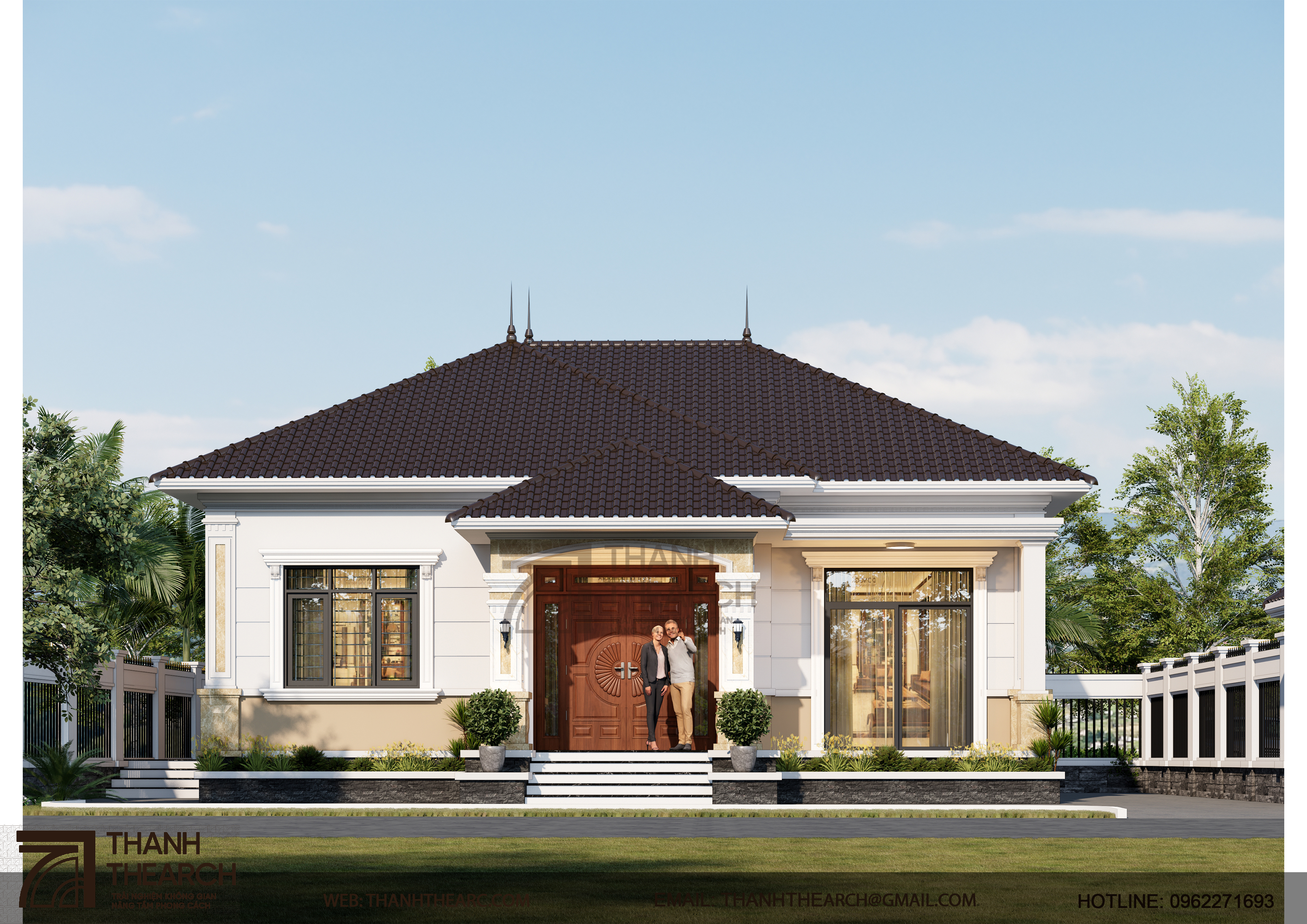 Nhà mái Nhật 1 tầng Tân cổ điển