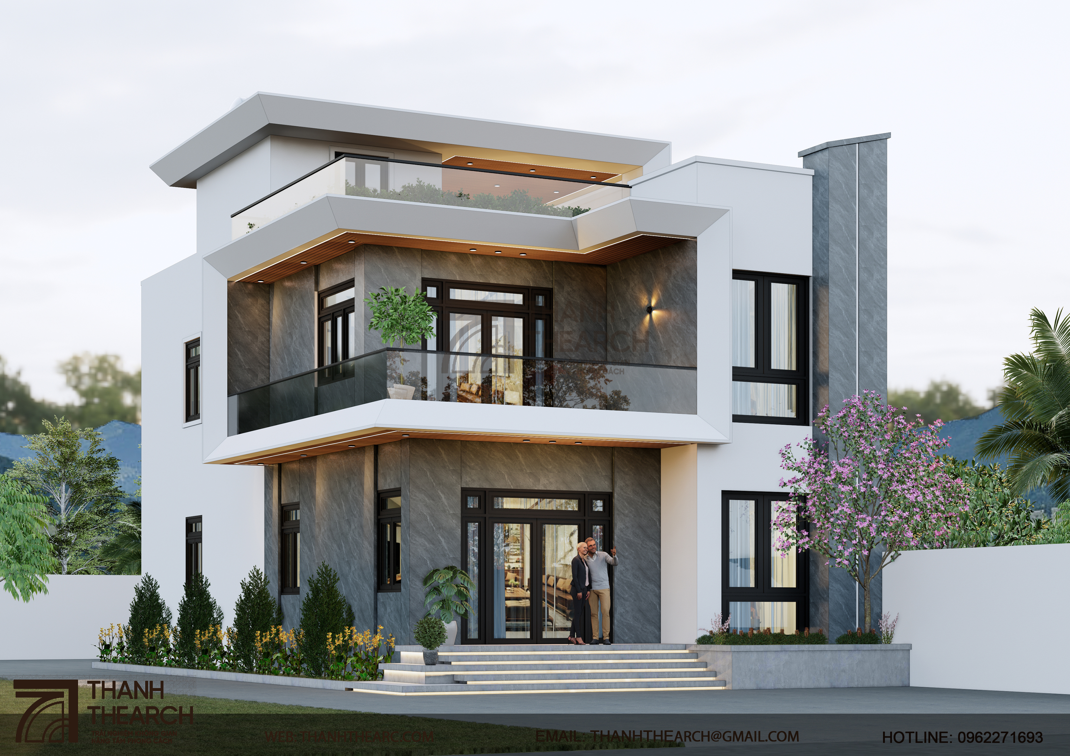 Biệt thự - 2 Tầng + 1 Tum - Hiện đại